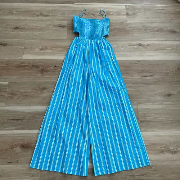 NWT Faithfull the Brand Baylee Jumpsuit Maya Stripe Print Blue size 2